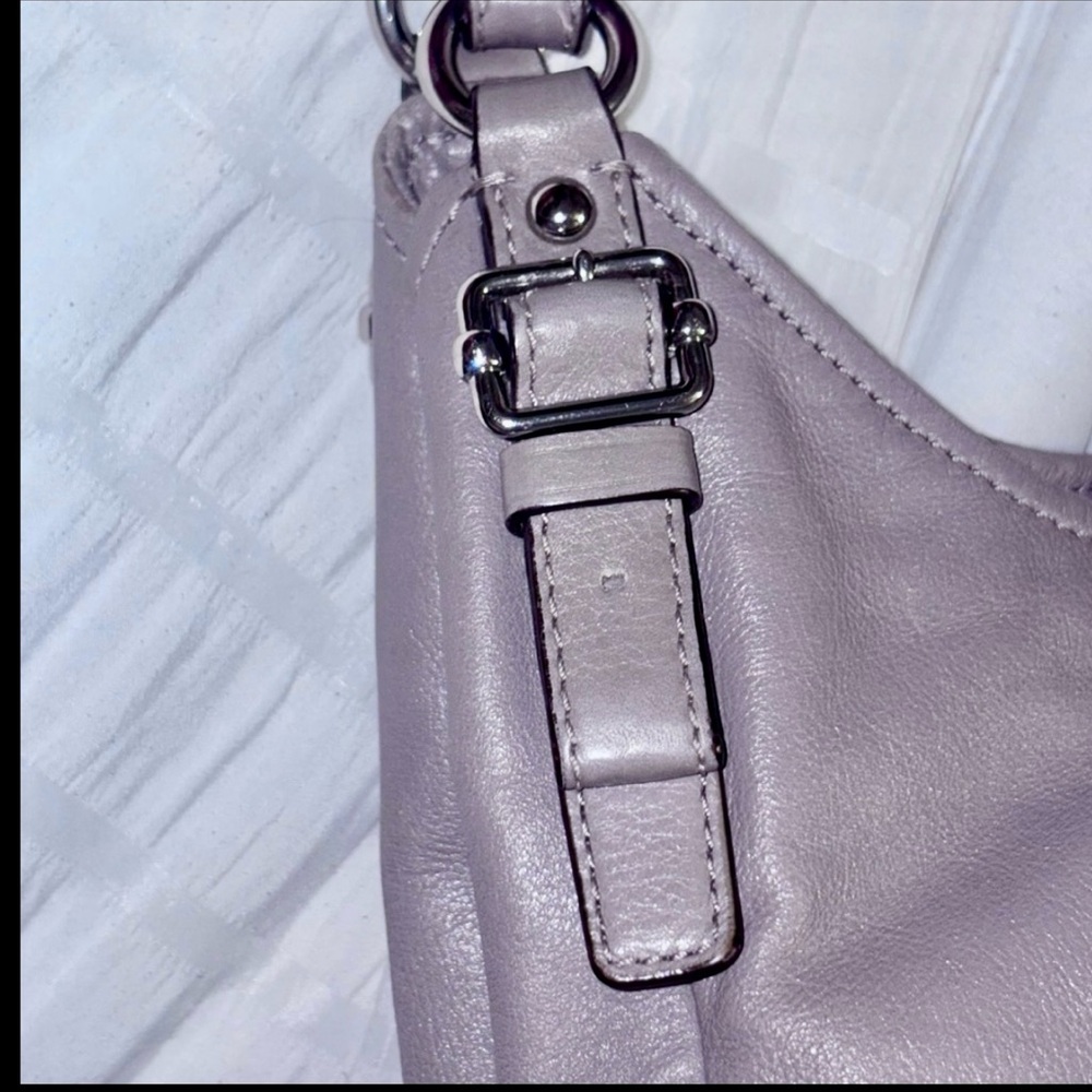 Coach Madison Maggie All Leather Hobo Style Shoulder Bag In Grey - Picture 9 of 16